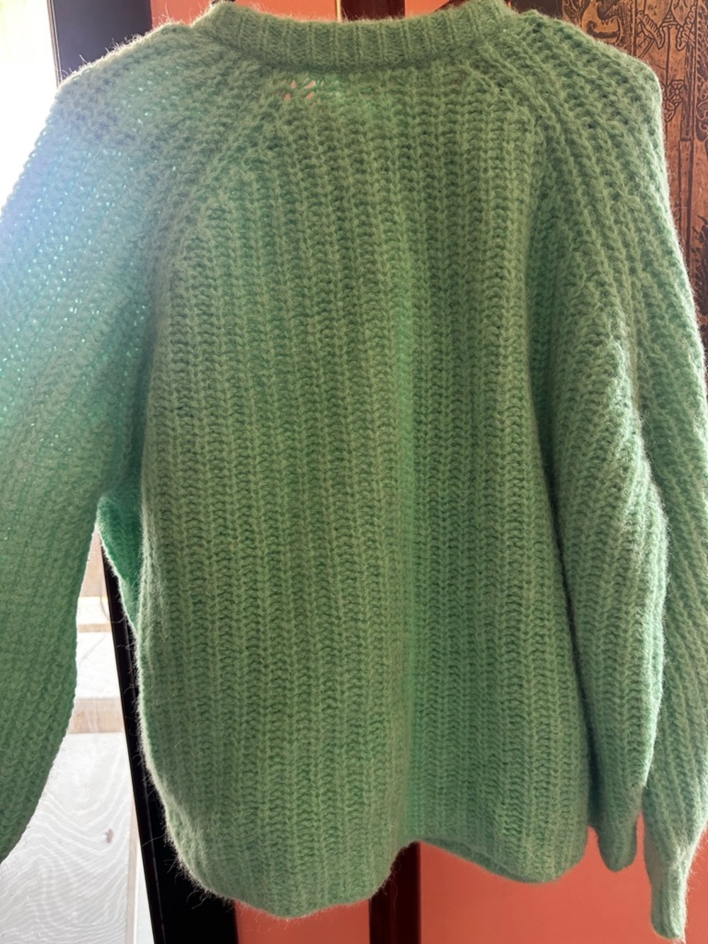Sezane Emile Mint Green Fuzzy Button Cardigan - Picture 8 of 8